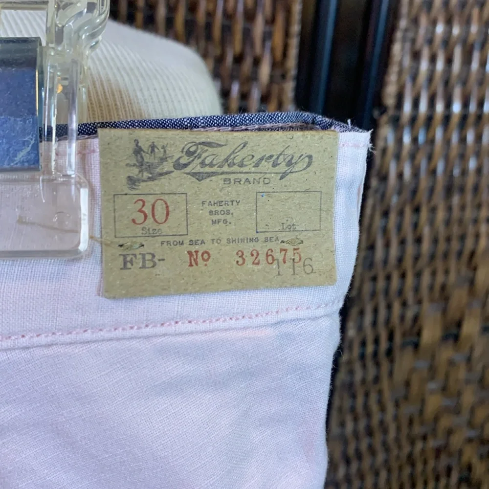 NWT Faherty Malibu Short in Summer Pink Linen & Cotton Blend Shorts Size 30